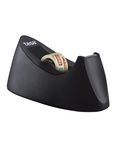 Portarrollo sobremesa tesa plastico easy cut curve negro para cinta de 33 mt x19 mm 1 cinta tesafilm transparente