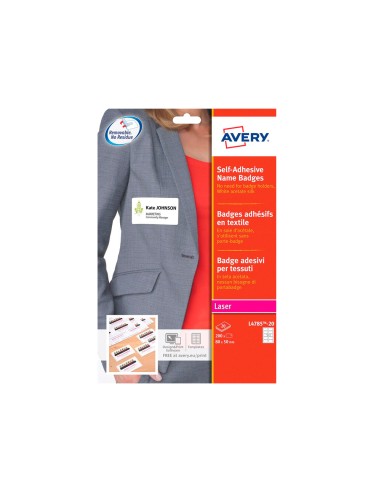 Identificativo adhesivo avery acetato de seda tamano 80x50 mm removible laser caja de 100unidades