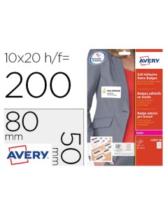 Identificativo adhesivo avery acetato de seda tamano 80x50 mm removible laser caja de 100unidades