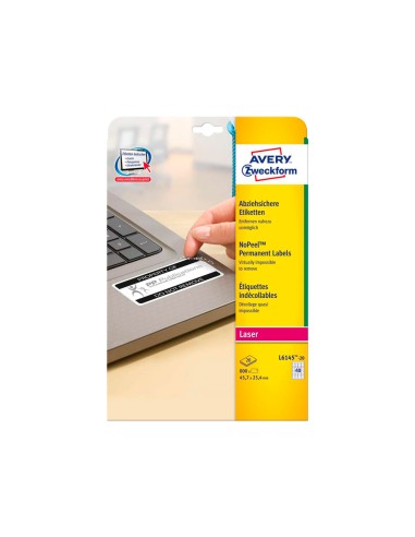 Etiqueta adhesiva resistente avery 457x254 mm permanente laser blanca caja de 800 unidades