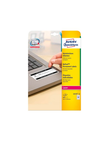 Etiqueta adhesiva resistente avery 457x254 mm permanente laser blanca caja de 800 unidades