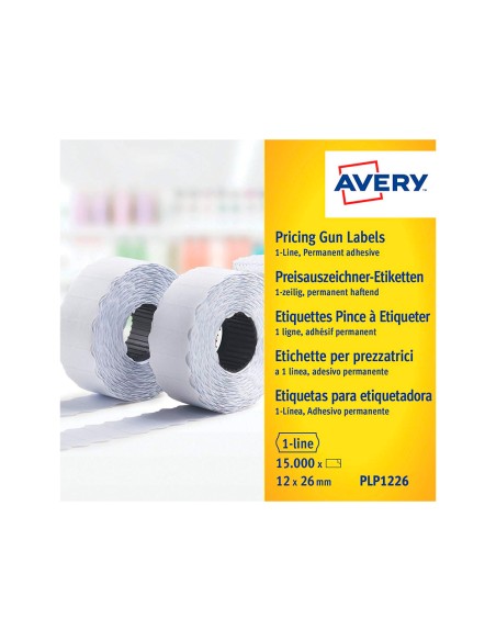 Etiqueta avery 1 linea adhesivo permanente 26x12 mm blanca rollo 1500 unidades caja de 10 unidades Etiqueta avery 1 linea adhesivo permanente 26x12 mm blanca rollo 1500 unidades caja de 10 unidades