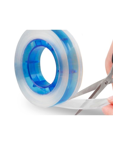 Cinta adhesiva q connect transparente 25 mt x 18 mm con madril de color pack de 4 unidades