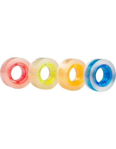 Cinta adhesiva q connect transparente 25 mt x 18 mm con madril de color pack de 4 unidades