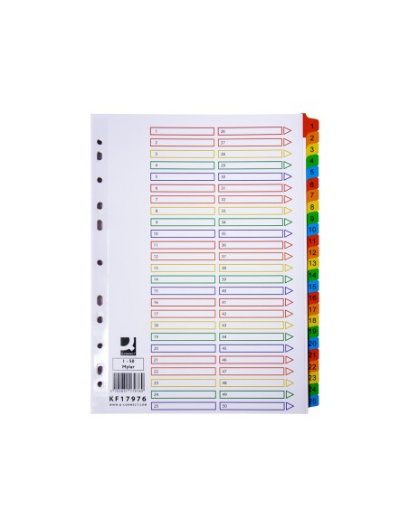 Separador numerico q connect carton 1 50 juego de 50 separadores din a4 multitaladro