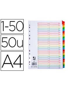 Separador numerico q connect carton 1 50 juego de 50 separadores din a4 multitaladro