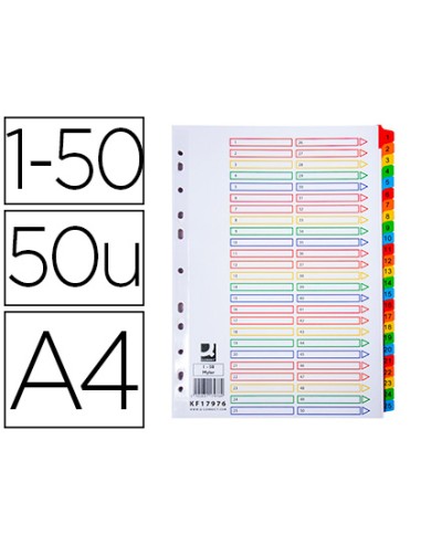 Separador numerico q connect carton 1 50 juego de 50 separadores din a4 multitaladro