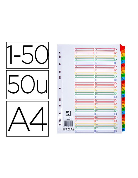 Separador numerico q connect carton 1 50 juego de 50 separadores din a4 multitaladro