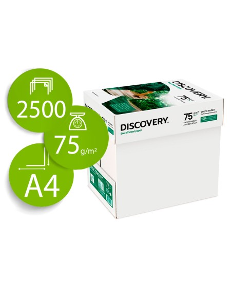 Papel fotocopiadora discovery fast pack din a4 75 gramos papel multiuso ink jet y laser caja de 2500 hojas