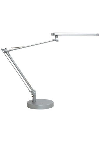 Lampara de escritorio unilux mambo led 56w doble brazo articulado abs y aluminio gris metalizado base 19 cm