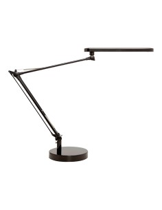 Lampara de escritorio unilux mambo led 56w doble brazo articulado abs y aluminio negro base 19 cm diametro