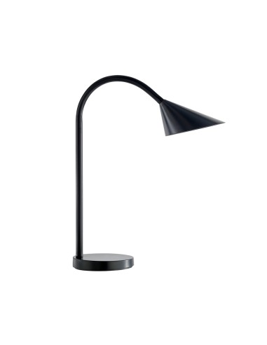 Lampara de escritorio unilux sol led 4w brazo flexible abs y metal negro base 14 cm diametro