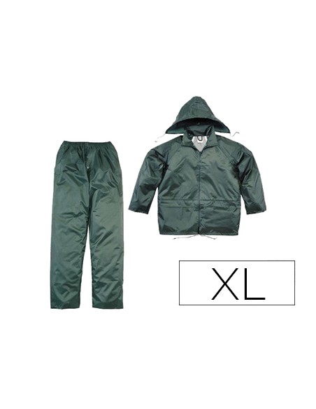 Conjunto de lluvia deltaplus 400 poliester pvc verde talla xl