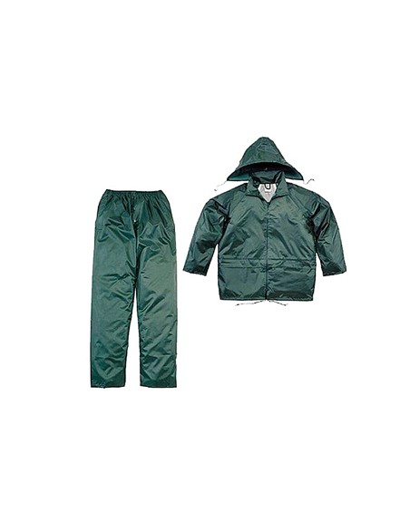 Conjunto de lluvia deltaplus 400 poliester pvc verde talla l