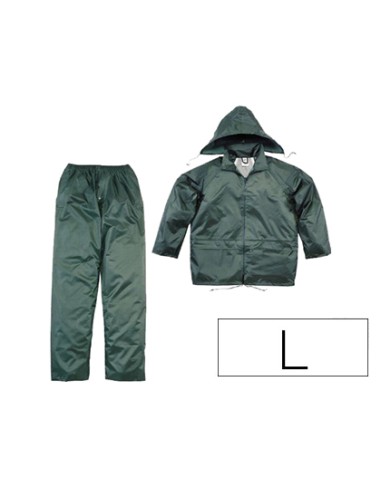 Conjunto de lluvia deltaplus 400 poliester pvc verde talla l