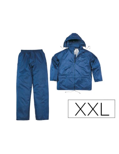 Conjunto de lluvia deltaplus 400 poliester pvc azul marino talla xxl