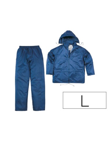 Conjunto de lluvia deltaplus 400 poliester pvc azul marino talla l