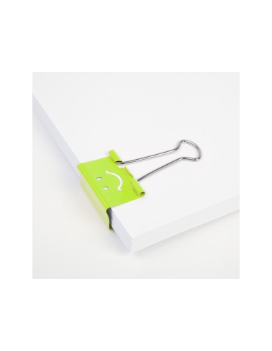 Pinza metalica rapesco reversible 19 mm sonrisas verde cajita de 80 unidades