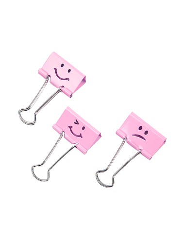 Pinza metalica rapesco reversible 19 mm emojis rosa cajita de 20 unidades