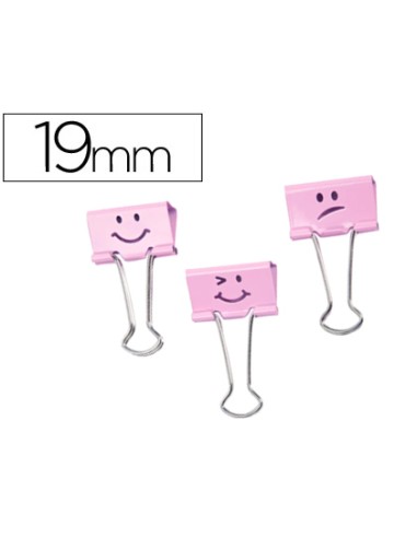 Pinza metalica rapesco reversible 19 mm emojis rosa cajita de 20 unidades