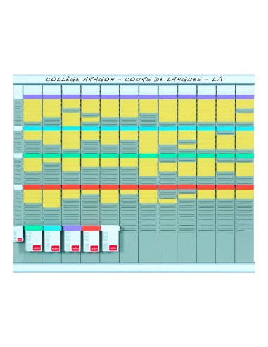 Kit planificacion de tarjetas t nobo 66x80 cm 12 columnas 2x32 ranuras 500 tarjetas t nº2 colores surtidos 100