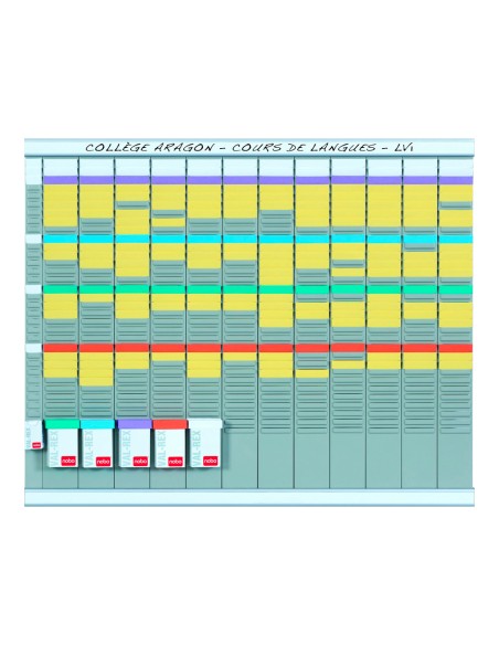 Kit planificacion de tarjetas t nobo 66x80 cm 12 columnas 2x32 ranuras 500 tarjetas t nº2 colores surtidos 100