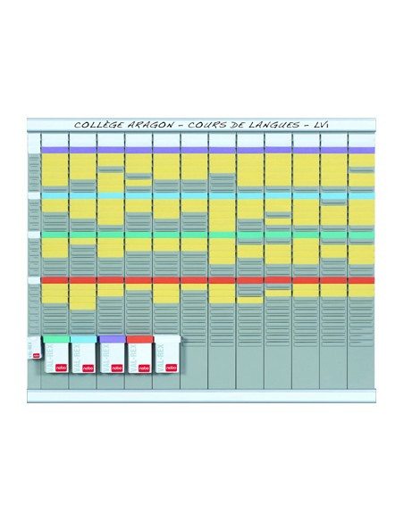 Kit planificacion de tarjetas t nobo 66x80 cm 12 columnas 2x32 ranuras 500 tarjetas t nº2 colores surtidos 100