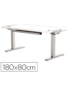 Mesa de oficina levado base metal acero pintado sistema electrico regulable altura tablero blanco 180 x 80 cm