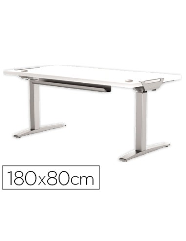 Mesa de oficina levado base metal acero pintado sistema electrico regulable altura tablero blanco 180 x 80 cm