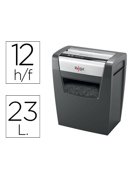 Destructora de documentos rexel momentum x312 capacidad de corte 12 hojas destruye grapas y clips papelera 23 l