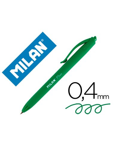 Boligrafo milan p1 retractil 1 mm touch verde