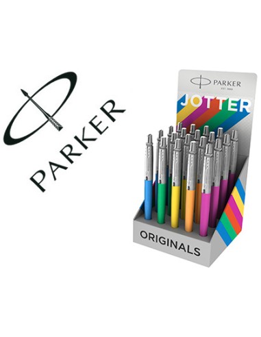 Boligrafo parker jotter plastic original expositor de 20 unidades colores surtidos