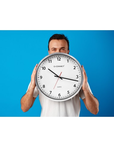 Reloj q connect de pared plastico oficina redondo 50 cm marco cromado