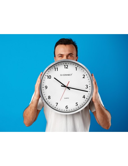 Reloj q connect de pared plastico oficina redondo 50 cm marco cromado