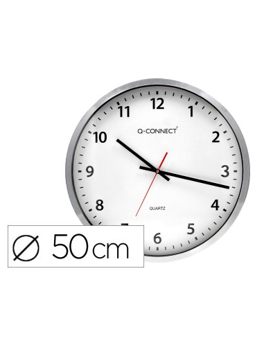 Reloj q connect de pared plastico oficina redondo 50 cm marco cromado