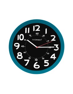 Reloj q connect de pared plastico oficina redondo 30 cm color azul y esfera color negro