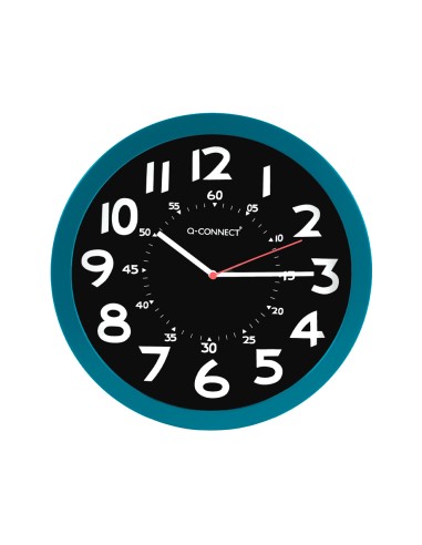 Reloj q connect de pared plastico oficina redondo 30 cm color azul y esfera color negro