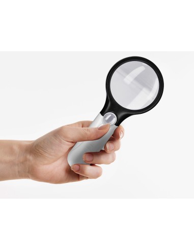Lupa q connect electrica aro abs 75 mm 3 aumentos 3 bombillas led lente 70 mm