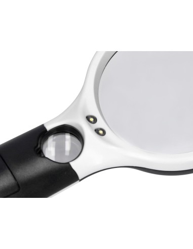 Lupa q connect electrica aro abs 75 mm 3 aumentos 3 bombillas led lente 70 mm