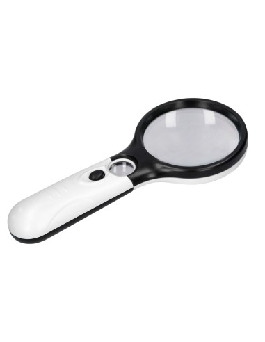 Lupa q connect electrica aro abs 75 mm 3 aumentos 3 bombillas led lente 70 mm