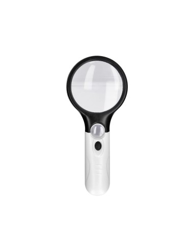 Lupa q connect electrica aro abs 75 mm 3 aumentos 3 bombillas led lente 70 mm