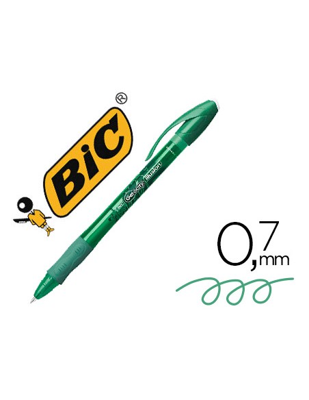 Boligrafo bic gelocity illusion borrable verde punta de 07 mm