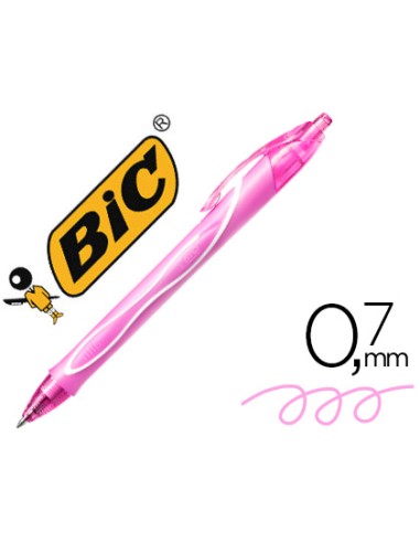 Boligrafo bic gelocity quick dry retractil tinta gel rosa punta de 07 mm