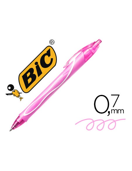 Boligrafo bic gelocity quick dry retractil tinta gel rosa punta de 07 mm