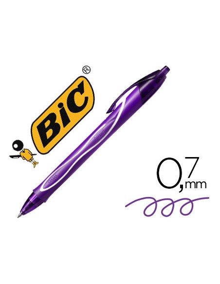 Boligrafo bic gelocity quick dry retractil tinta gel purpura punta de 07 mm