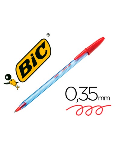 Boligrafo bic cristal soft rojo punta de 12 mm