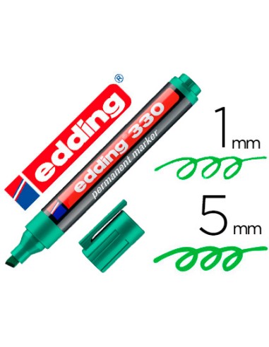 Rotulador edding marcador permanente 330 verde punta biselada 1 5 mm recargable