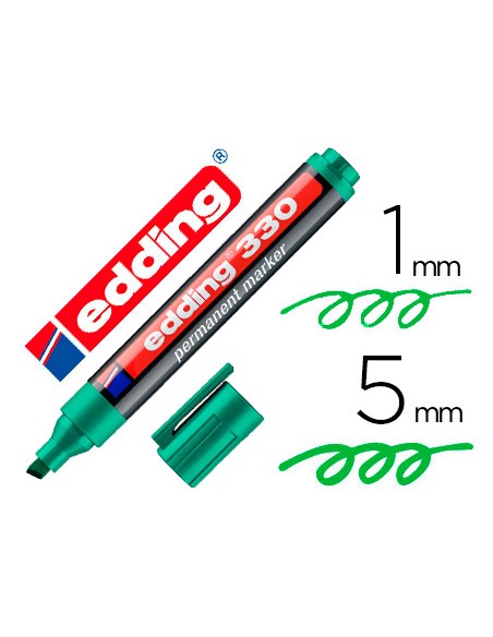 Rotulador edding marcador permanente 330 verde punta biselada 1 5 mm recargable