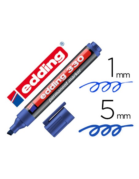 Rotulador edding marcador permanente 330 azul punta biselada 1 5 mm recargable