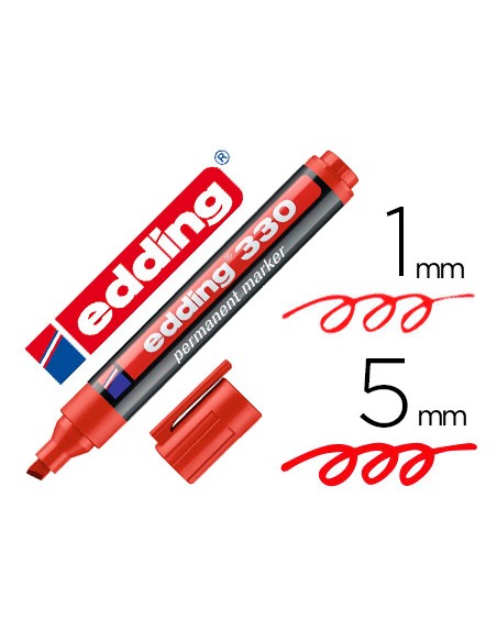 Rotulador edding marcador permanente 330 rojo punta biselada 1 5 mm recargable